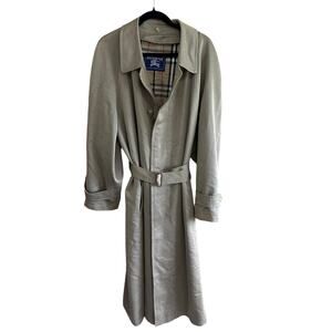 BURBERRY LONDON trench coat Mens Beige size L tartan plaid Remove liner belt